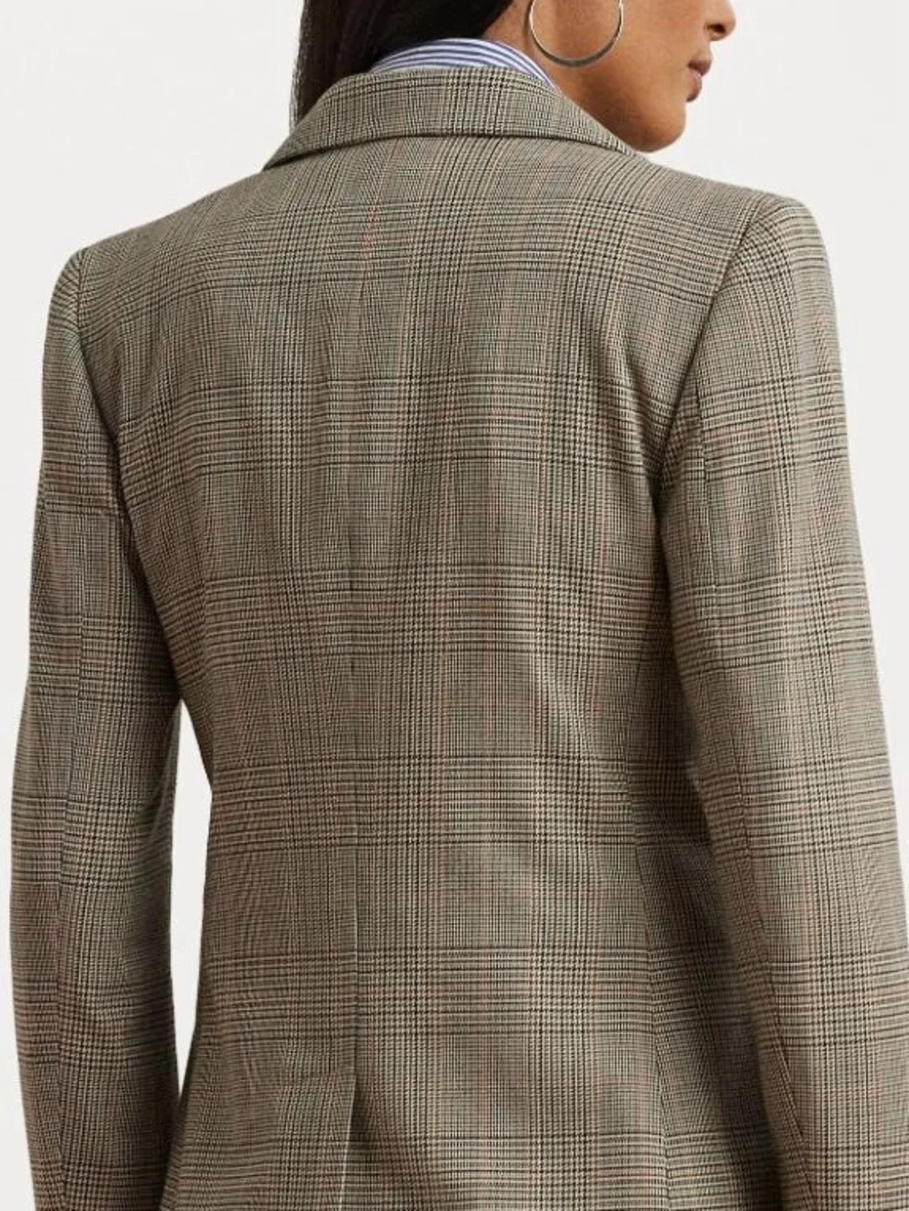 NWT Ralph Lauren Tan and Black Plaid Single-Button Blazer - Picture 8 of 11
